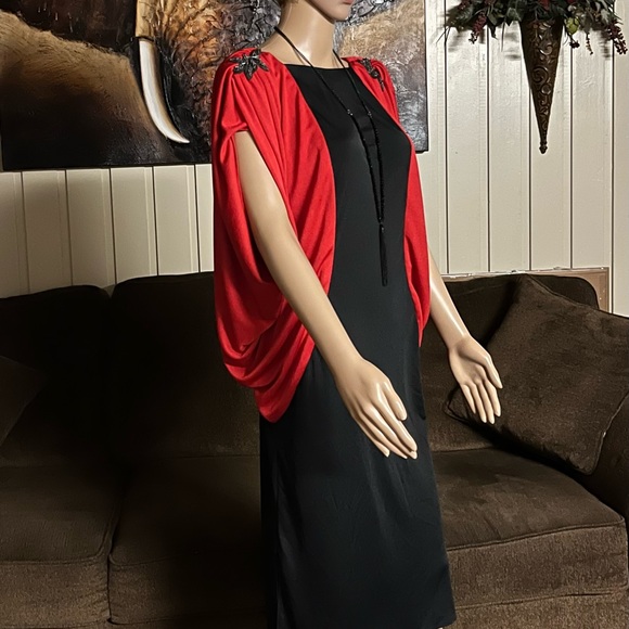 New Leaf California By Samir • Vtg • Large • Black/Red • Elegant • Beaded •Dress - Picture 13 of 14